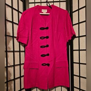 J W. Treci Pink Short Sleeve Top with Black Accents and Matching Skirt Size 10